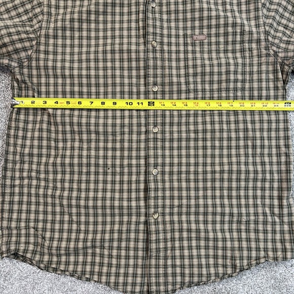 Carhartt Plaid Button Up Shirt Men's‎ L Green Tan Cotton pocket Workwear Durable - Picture 8 of 10